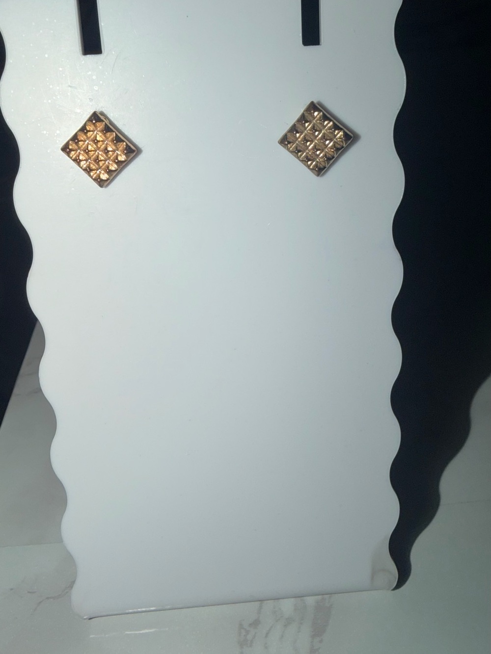 Square Pyramid Stud Earrings in Gold-Tone - Women Jewelry